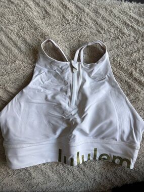 Lululemon Energy Bra High Neck Long Line Zip Special Edition white gold 10 zip